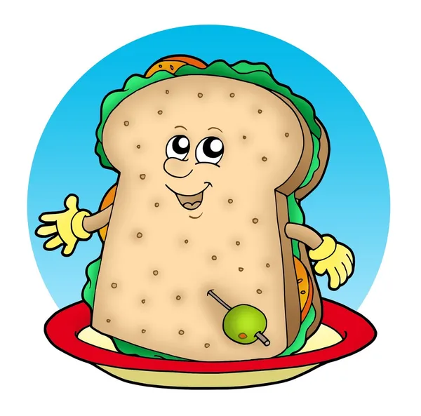 Sandwich cartone animato sul piatto — Foto Stock