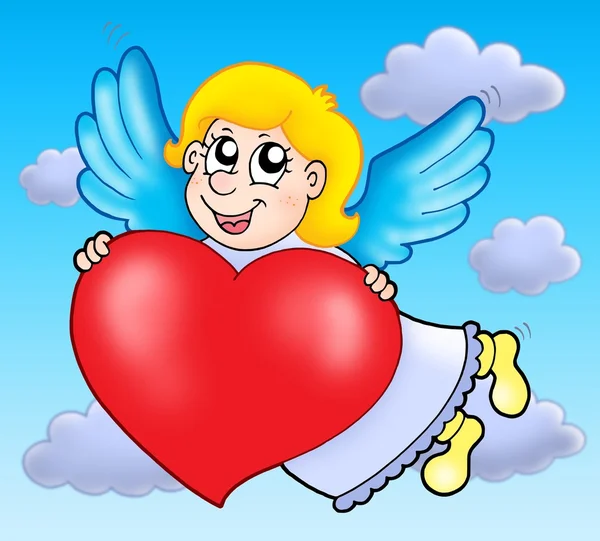 Cupid op sky — Stockfoto