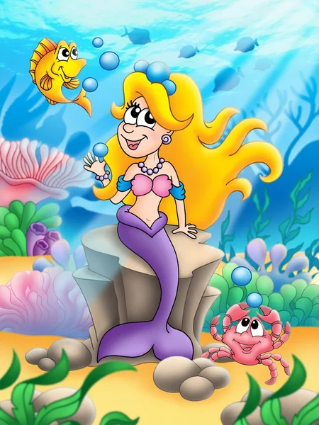 Cute blonde mermaid — Stock Photo, Image