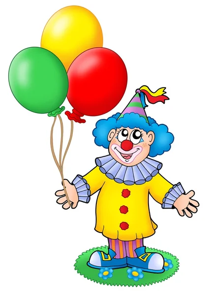 Niedlicher Clown mit Luftballons — Stockfoto