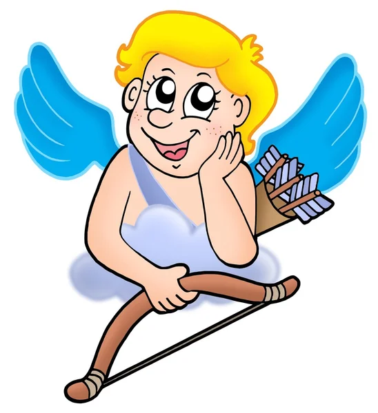 Cupid resting on cloud — Stock Photo, Image