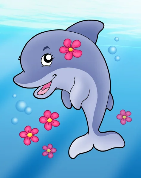 Bonito golfinho menina no mar — Fotografia de Stock