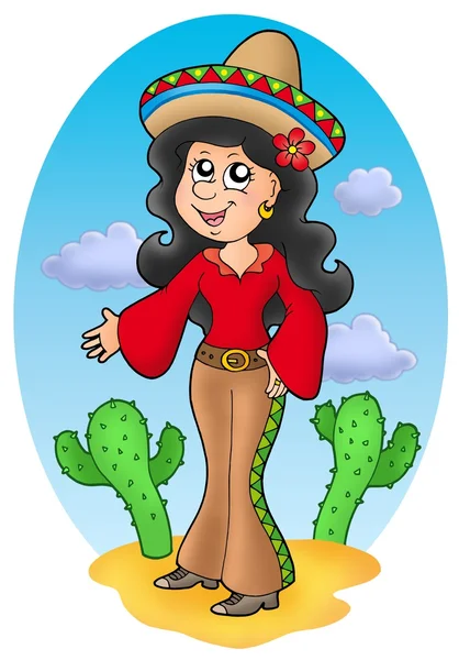 Cute Mexican girl in desert — Stock Photo, Image