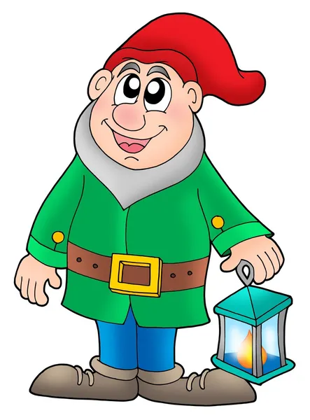 Dwarf with lantern — Stock Photo, Image