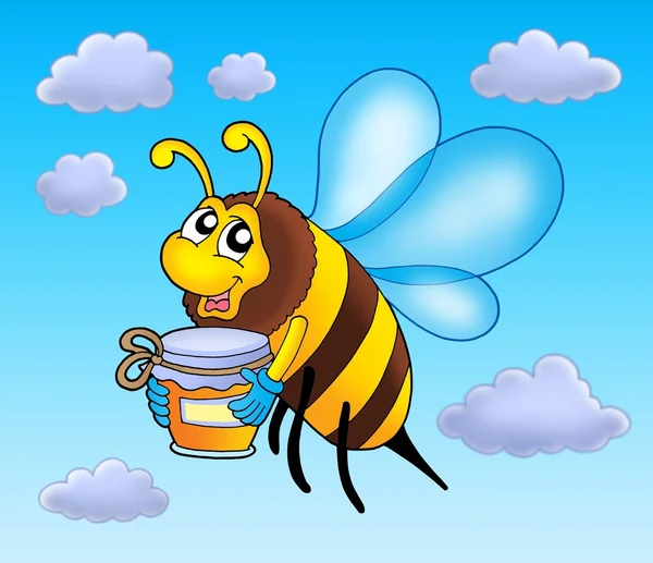飞行控股蜂蜜的蜜蜂 — 图库照片
