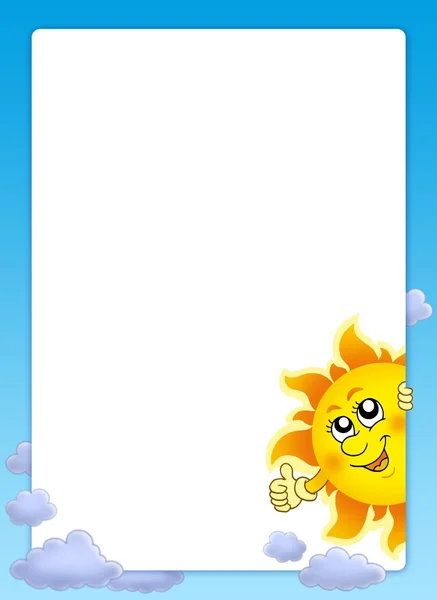 Frame with cartoon lurking Sun — Stock Photo, Image