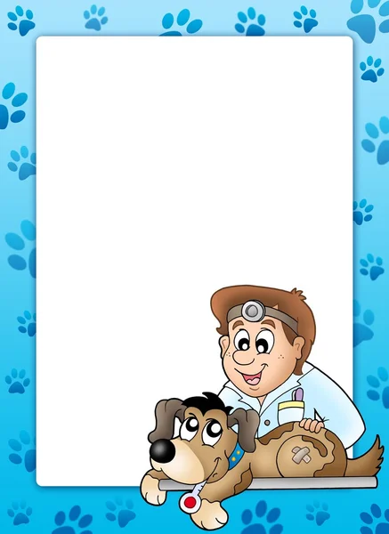 Рамка с собакой у ветеринара — стоковое фото