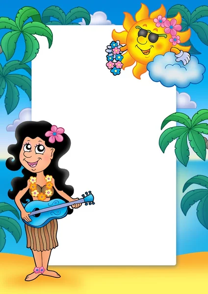 Rahmen mit hawaiianischem Mädchen — Stockfoto