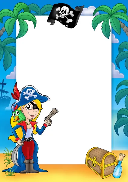 Frame with pirate woman 1 — Stock Photo, Image