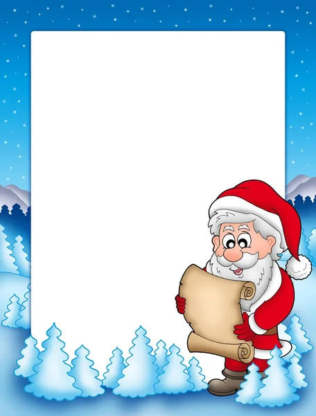 Rahmen mit Weihnachtsmann und Pergament — Stockfoto