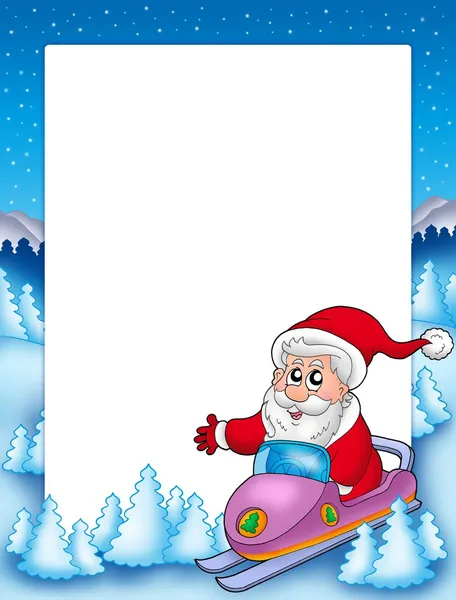 Scooter üzerinde Noel Baba ile çerçeve — Stok fotoğraf