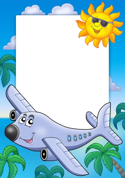 Moldura com sol e avião — Fotografia de Stock