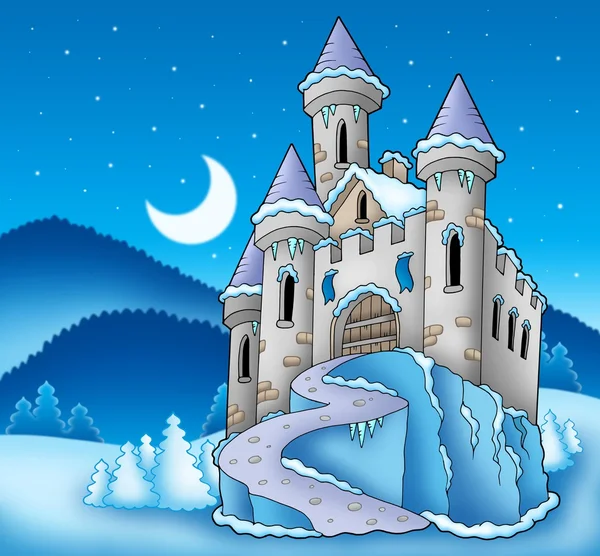 Mrożone zamek w krajobraz zimowy — Zdjęcie stockowe