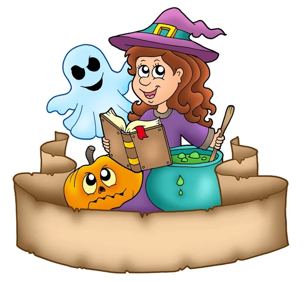 Banner de Halloween con personajes —  Fotos de Stock