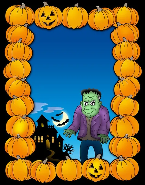 Moldura de Halloween com Frankenstein — Fotografia de Stock
