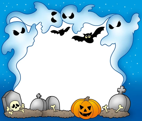 Moldura de Halloween com fantasmas 2 — Fotografia de Stock