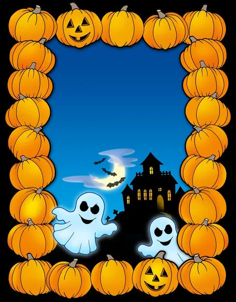 Halloween-Rahmen mit Geistern — Stockfoto