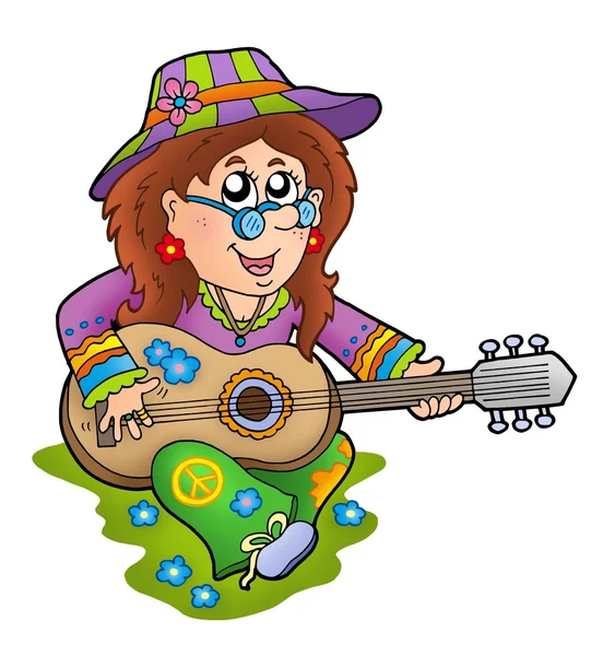 Hippie guitar player outdoor — Stock Photo, Image