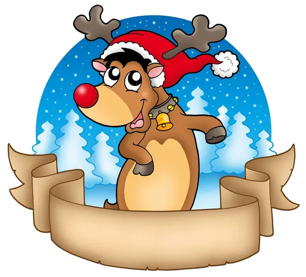 Jul banner med söta renar — Stockfoto