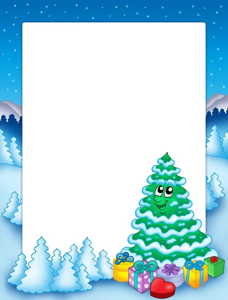 Moldura de Natal com árvore 2 — Fotografia de Stock