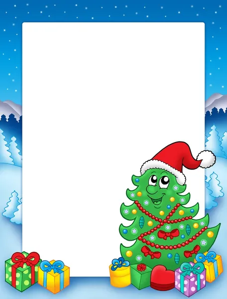 Christmas frame with tree 3 — Stock Photo, Image