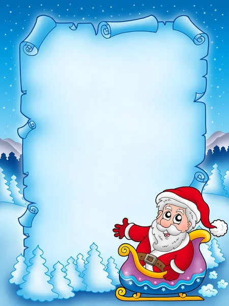 Jul pergament med jultomten 3 — Stockfoto