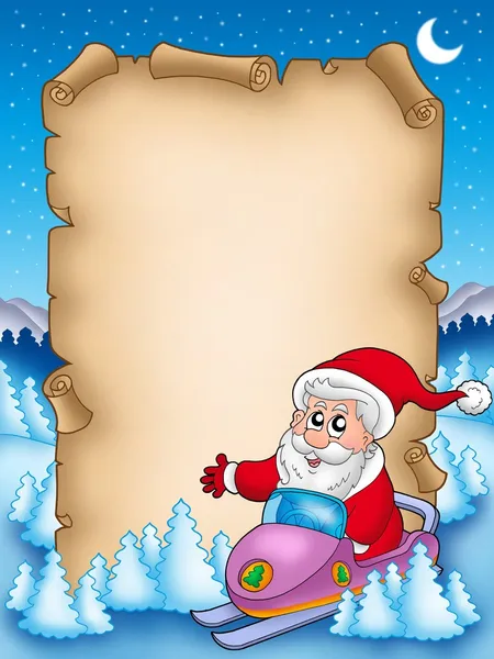 Jul pergament med jultomten 6 — Stockfoto