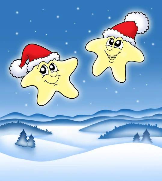 Christmas stars on starry sky — Stock Photo, Image