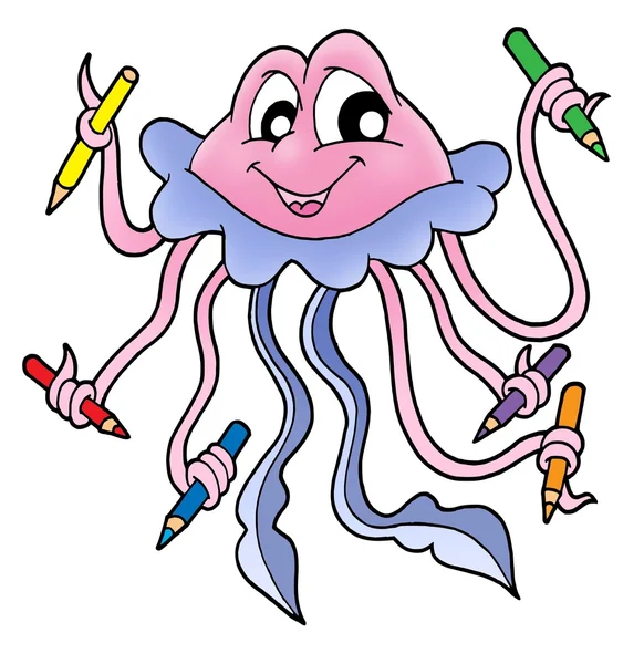 Jellyfish with crayons — Stock Photo, Image