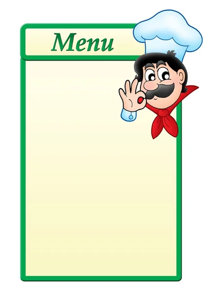 Modelo de menu com chef de desenhos animados — Fotografia de Stock