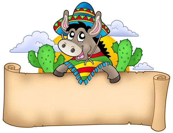 Mexikanischer Esel hält Pergament — Stockfoto