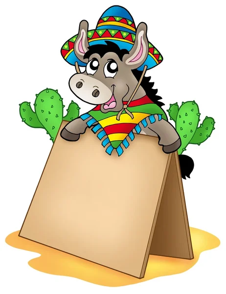 Mexikanischer Esel mit Holztisch — Stockfoto