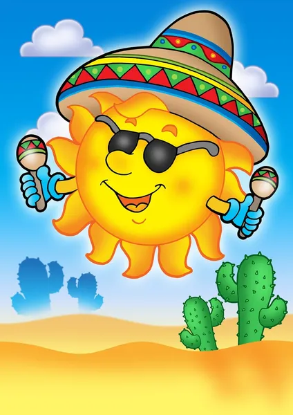 Meksykańskie słońce na niebie — Zdjęcie stockowe