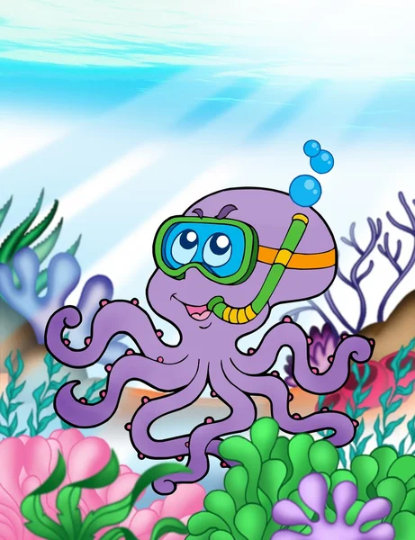 Octopus diver underwater — Stock Photo, Image