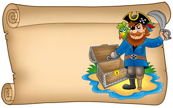 Старый свиток с пиратом — стоковое фото