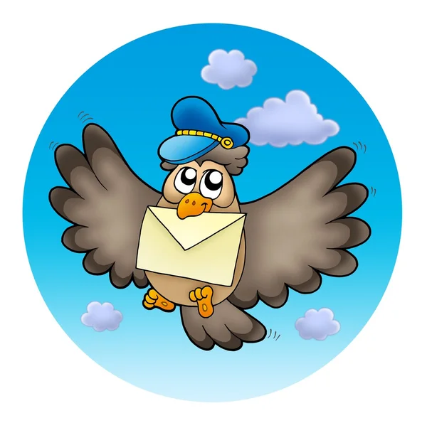 Owl postman on sky — Stock Photo, Image