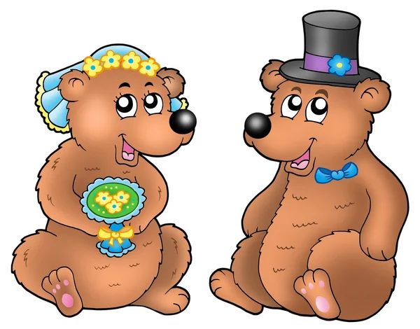 Coppia di simpatici orsi da sposa — Foto Stock
