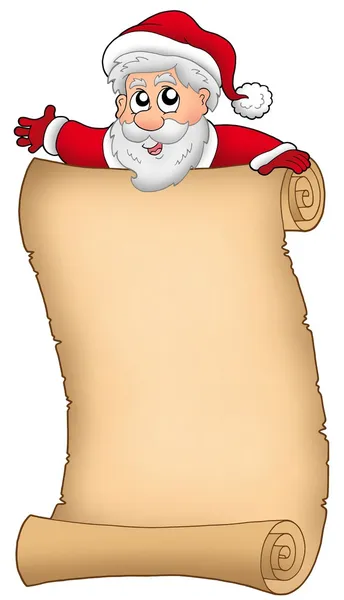 Pergaminho com feliz Papai Noel — Fotografia de Stock
