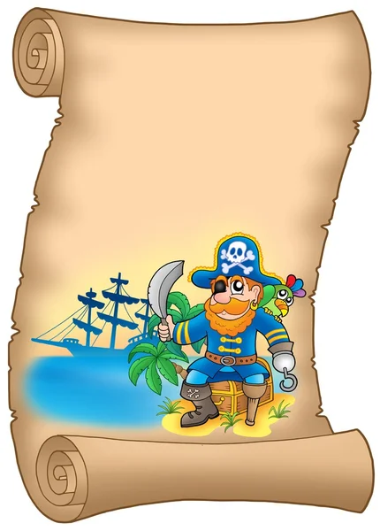 Pergaminho com pirata sentado — Fotografia de Stock