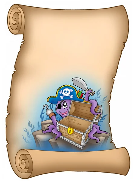 Пергамент с пиратским осьминогом — стоковое фото