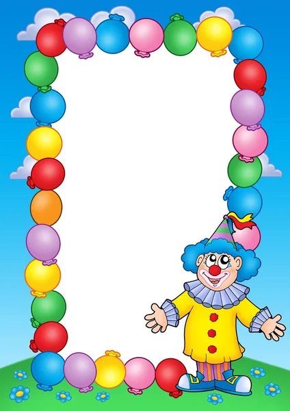 Party invitation frame with clown 2 — Stock Photo, Image