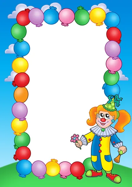 Partij uitnodiging frame met clown 1 — Stockfoto