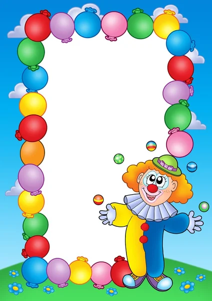 Partij uitnodiging frame met clown 4 — Stockfoto