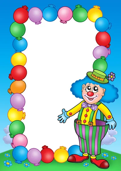 Party invitation frame with clown 7 — Stock Photo, Image