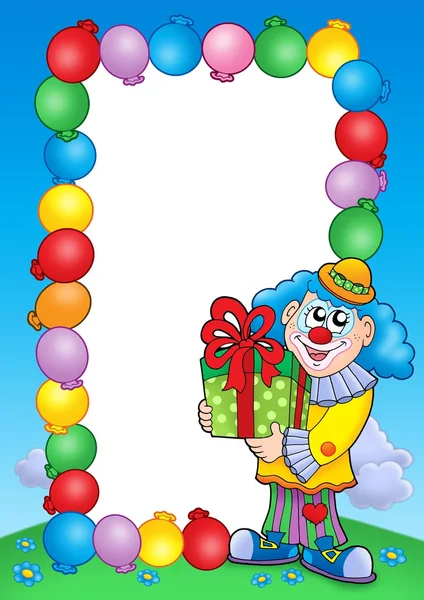 Party invitation frame with clown 5 — Stock Photo, Image