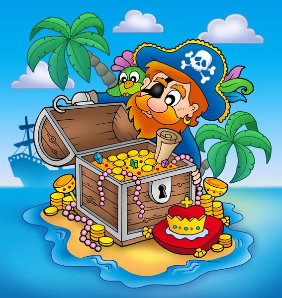 Pirate and treasure — Stock Photo, Image