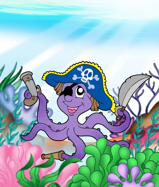 Пиратский осьминог под водой — стоковое фото