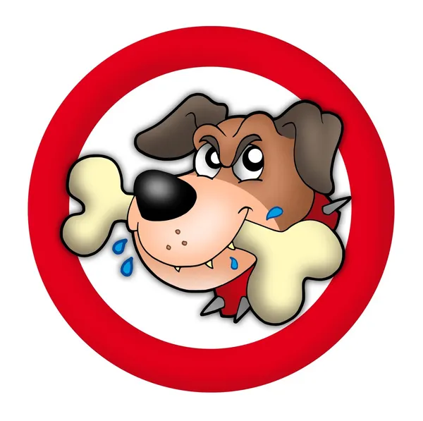 Червоне коло з розлюченою собакою — стокове фото