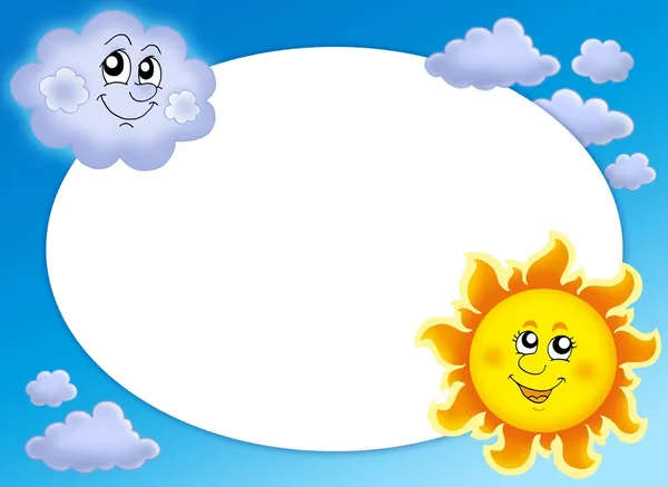 Okrągła rama słońce i chmury — Zdjęcie stockowe