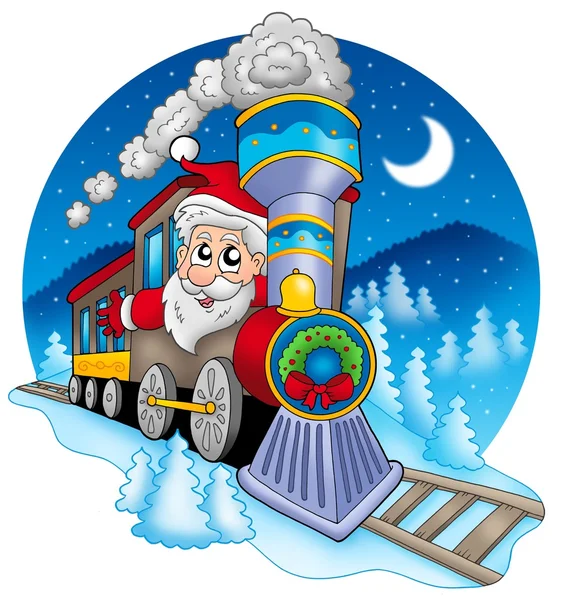Papai Noel no trem — Fotografia de Stock